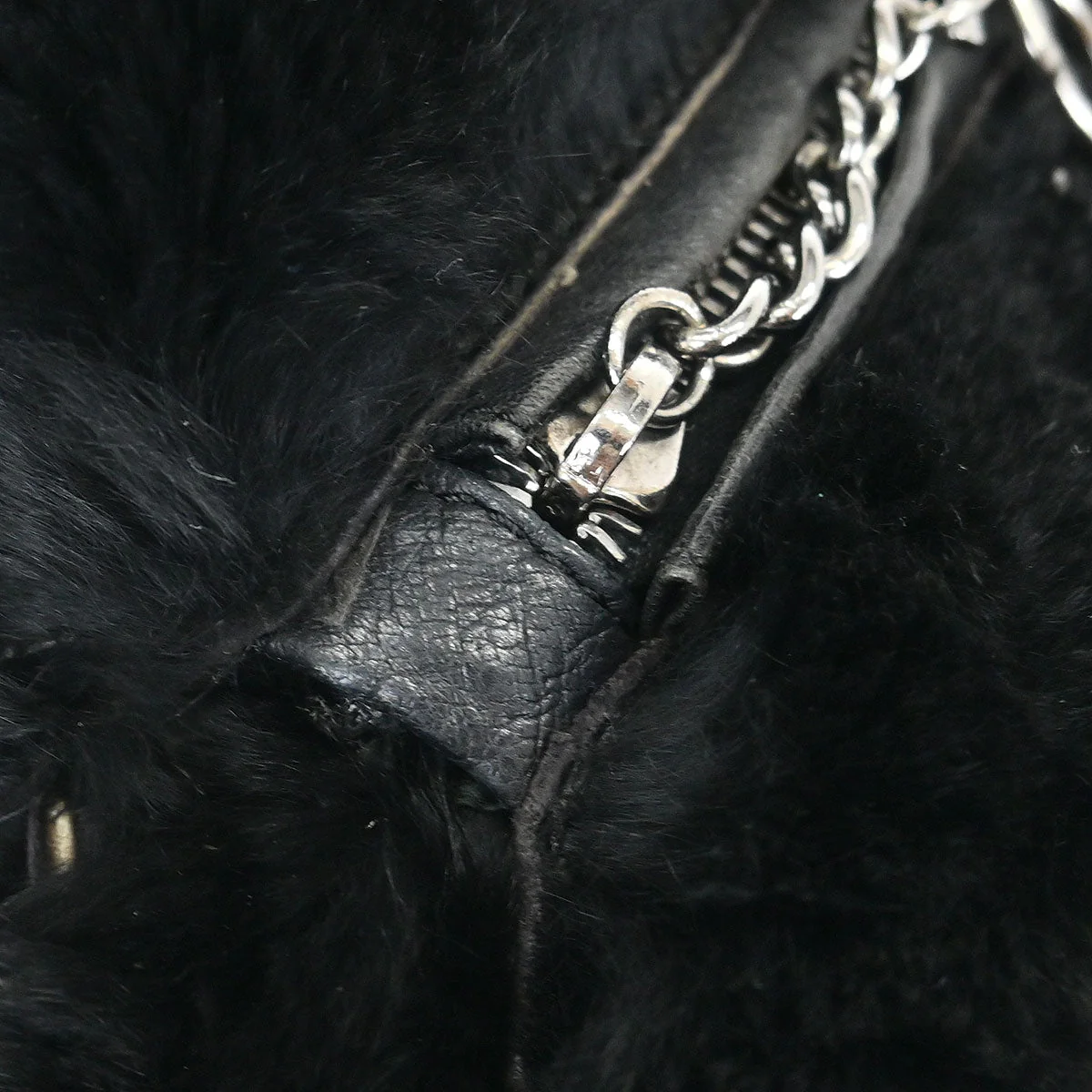 Chanel * 2001-2003 Black Lapin Fur Chain Hobo Handbag - Image 7