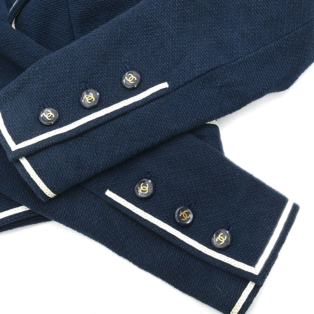 Chanel 1995 Single Breasted Jacket Navy #38 - Image 5