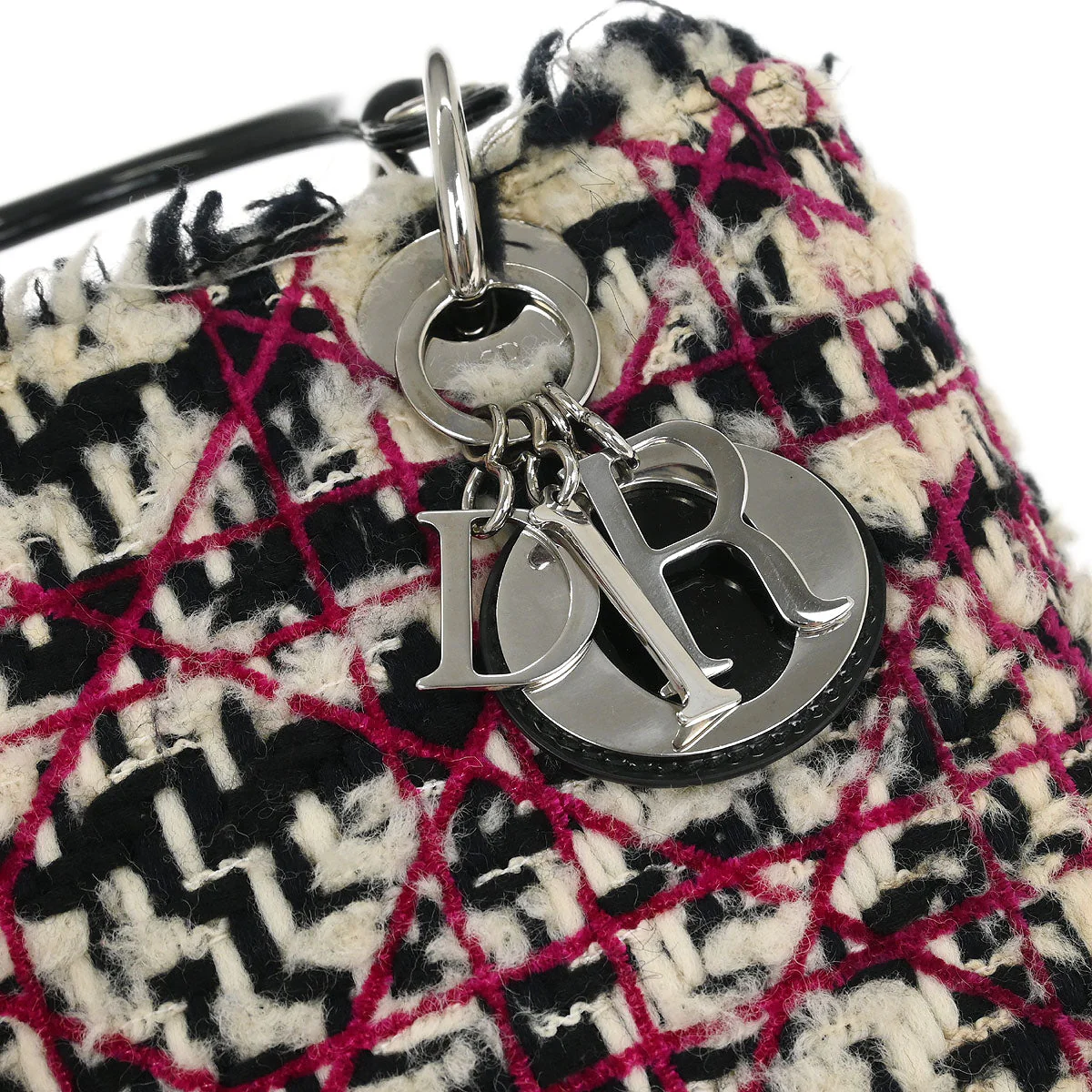 Christian Dior Purple Tweed Medium Lady Dior Cannage 2way Shoulder Handbag - Image 4