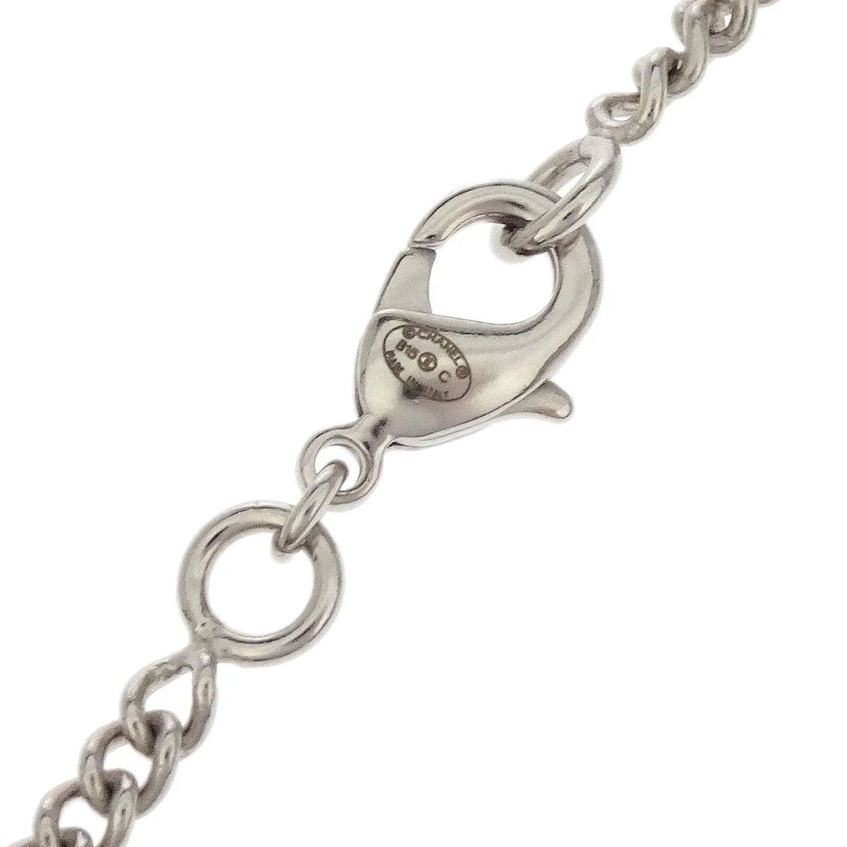 Chanel CC Chain Pendant Necklace Silver Rhinestone B15C - Image 4