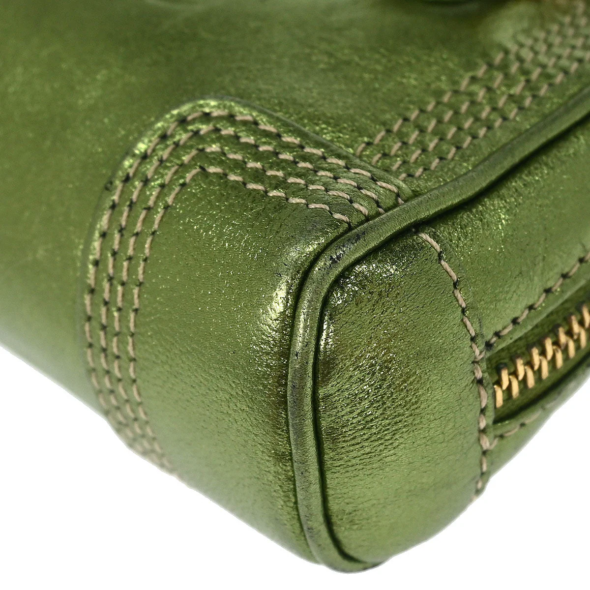 Loewe * Metallic Green Amazona Nano Handbag Pochette - Image 3