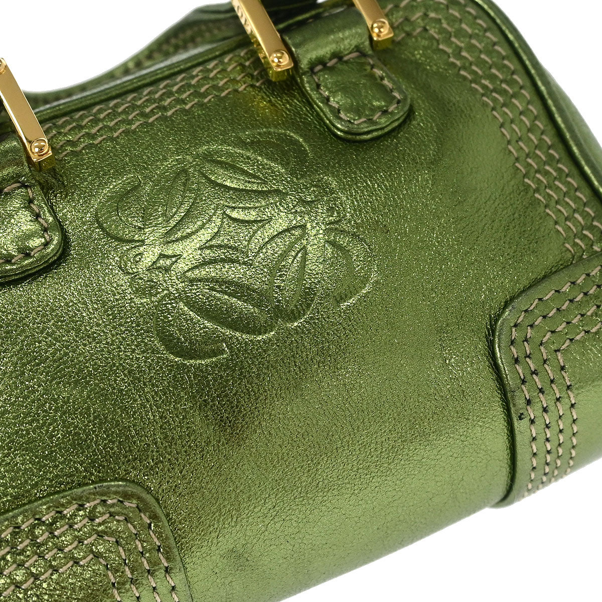 Loewe * Metallic Green Amazona Nano Handbag Pochette - Image 4