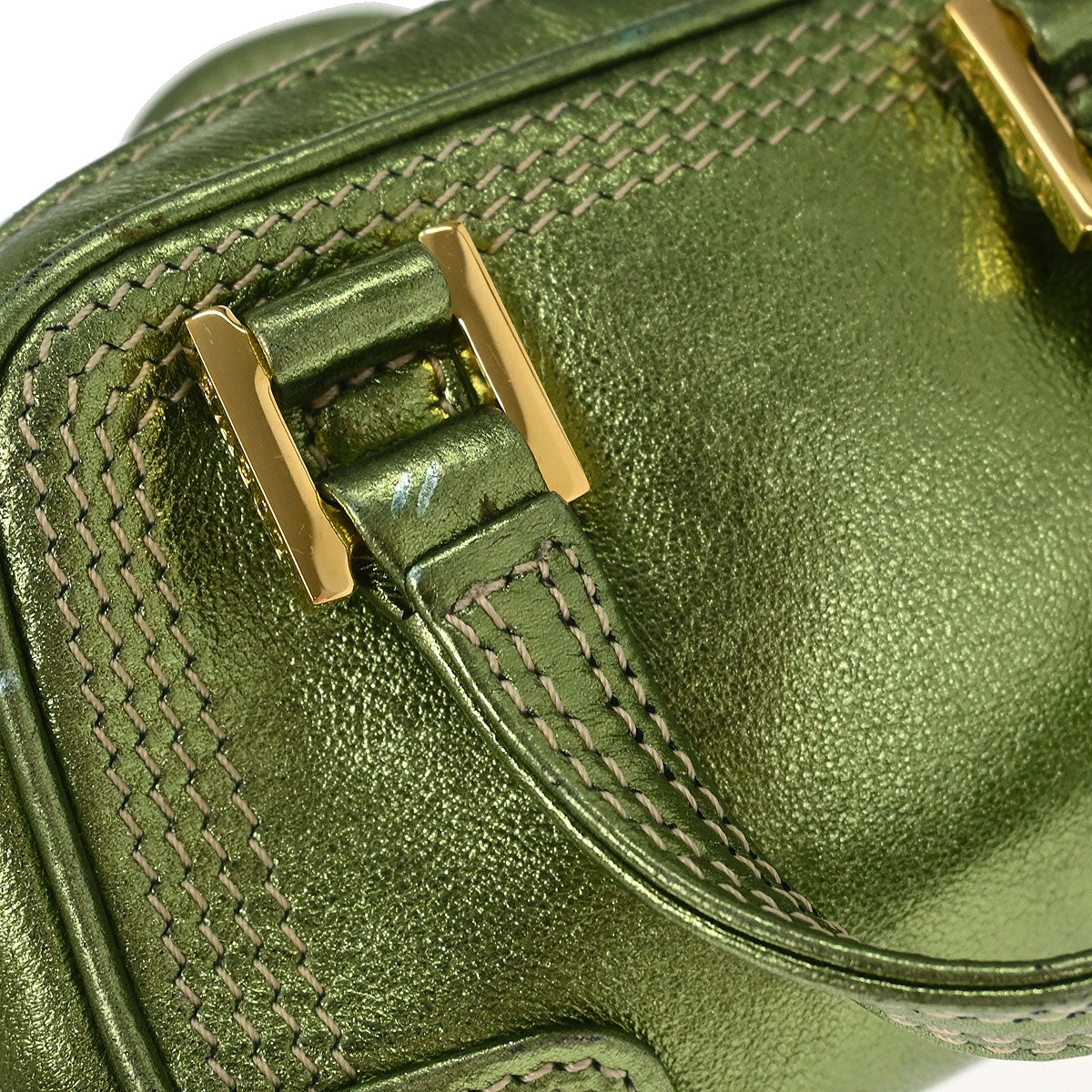 Loewe * Metallic Green Amazona Nano Handbag Pochette - Image 5