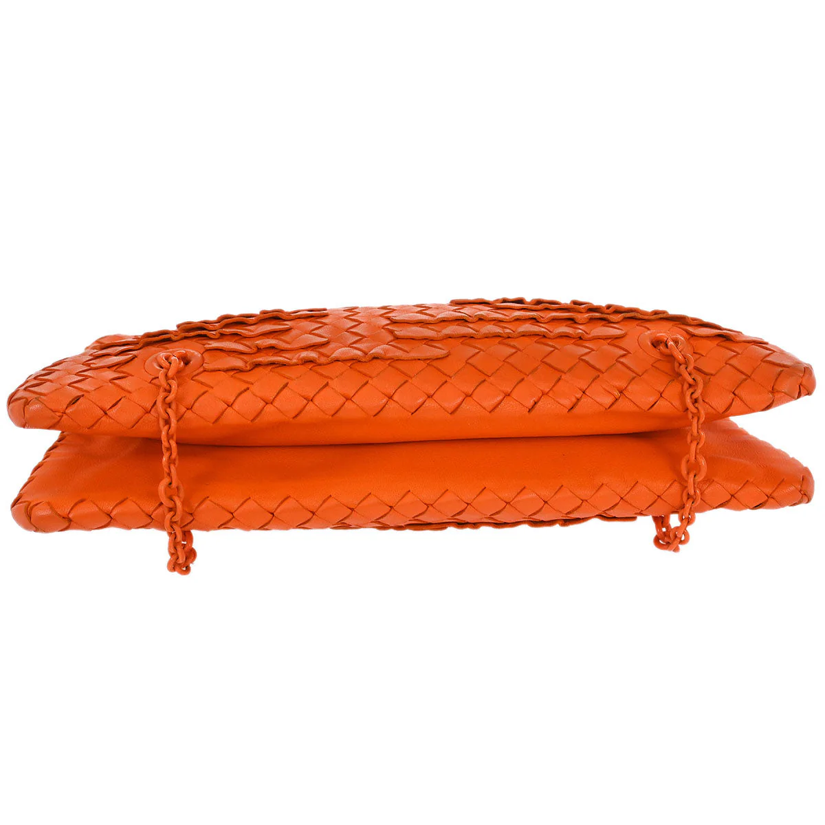 Bottega Veneta Orange Lambskin Intrecciato Shoulder Bag - Image 3