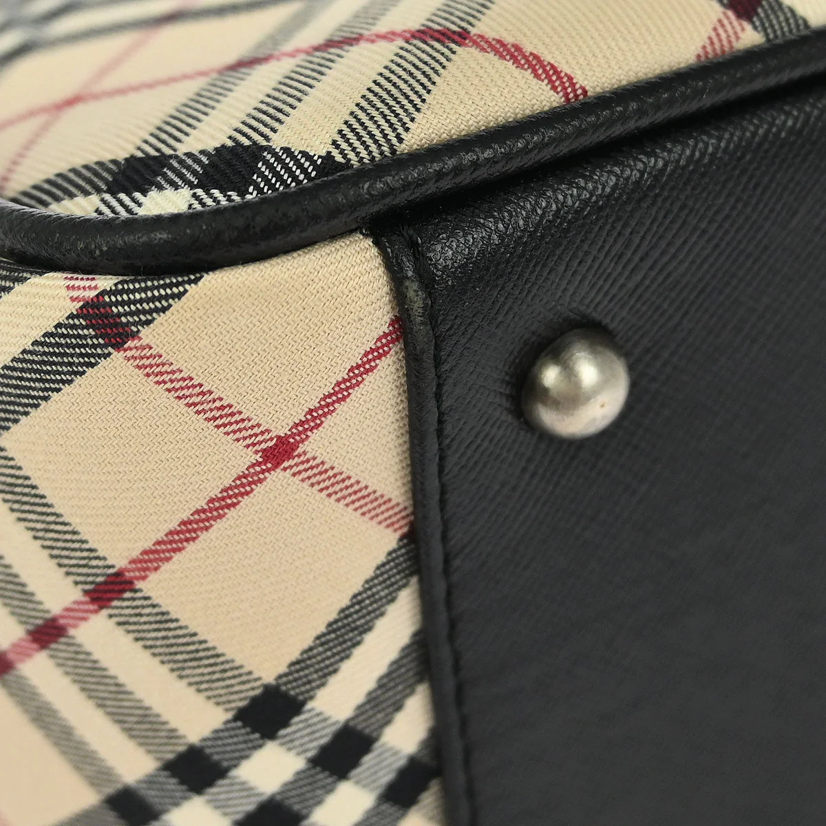 Burberry Beige Canvas Burberry Check Handbag - Image 4