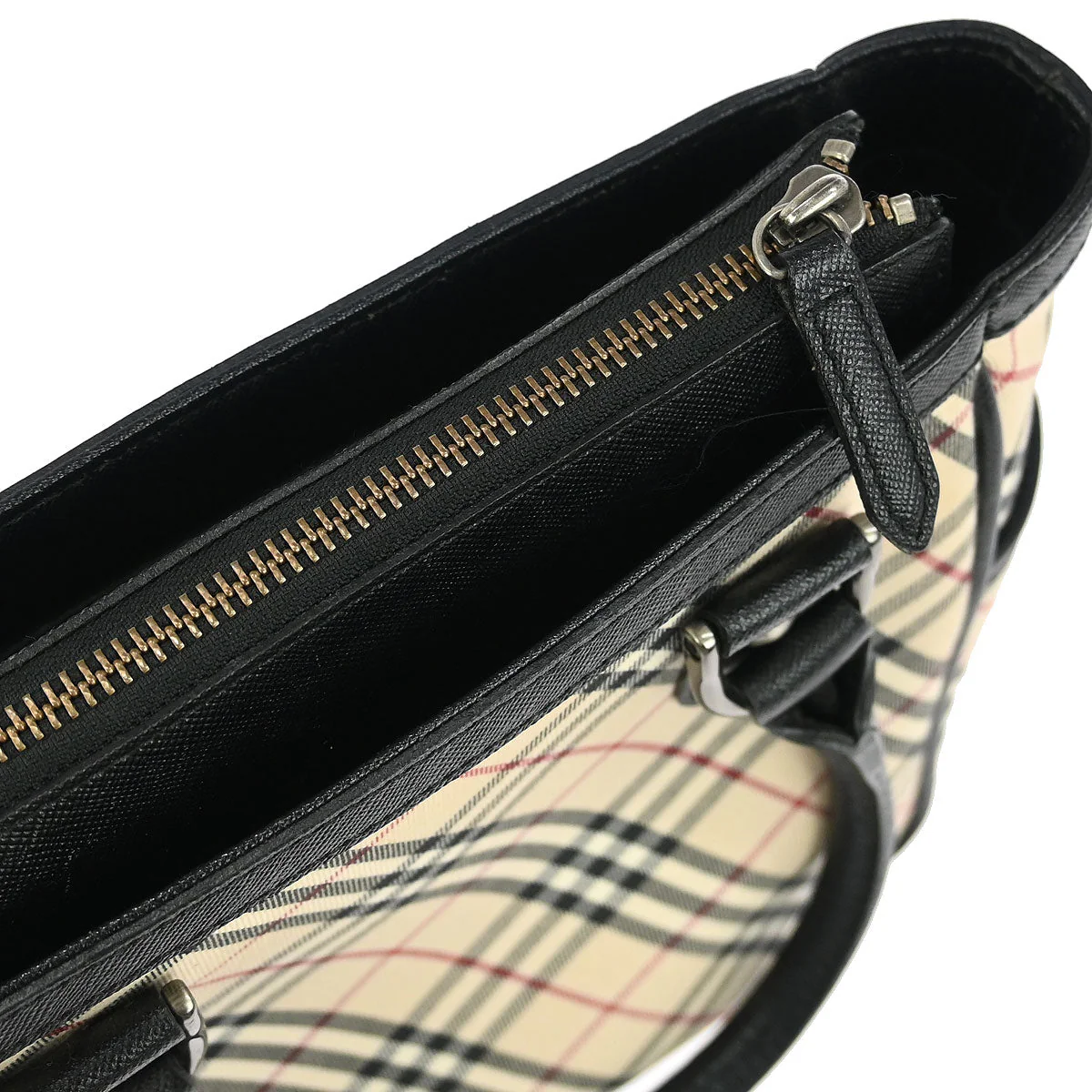 Burberry Beige Canvas Burberry Check Handbag - Image 8