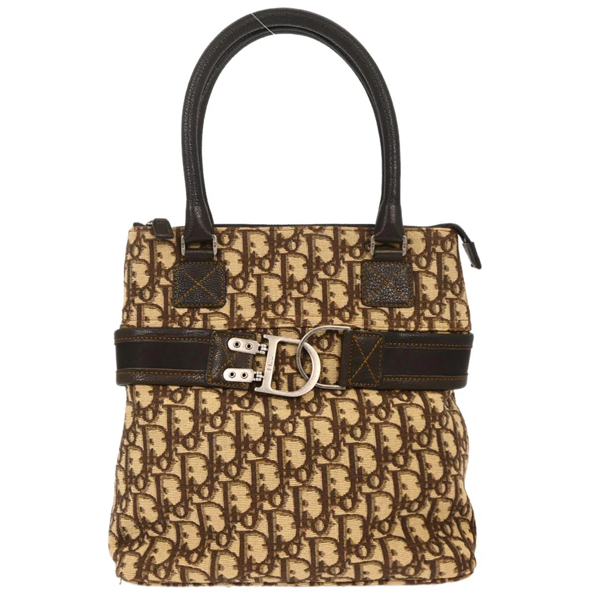 Christian Dior Beige Canvas Trotter Tote Handbag