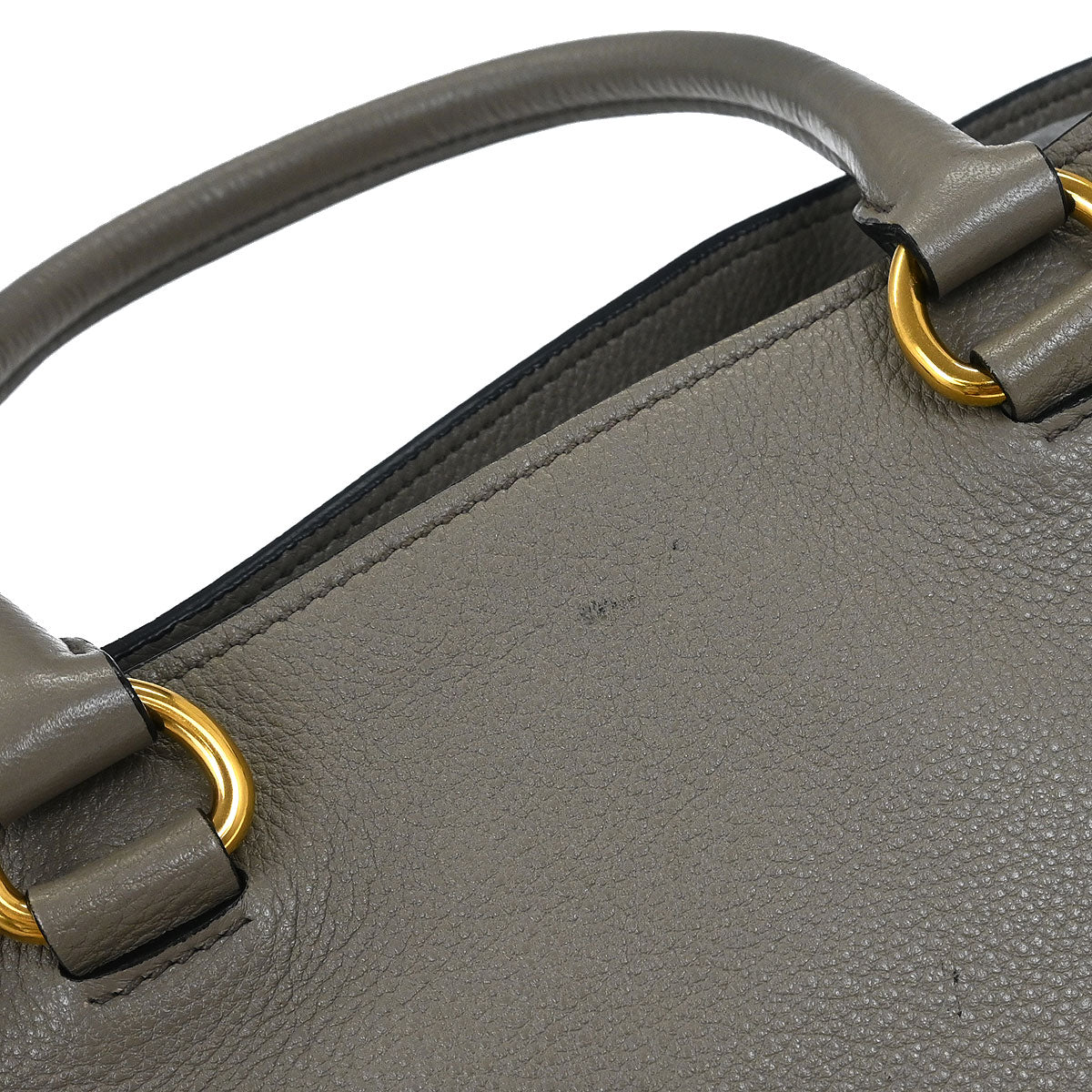 Prada Gray Leather 2way Shoulder Tote Handbag - Image 4