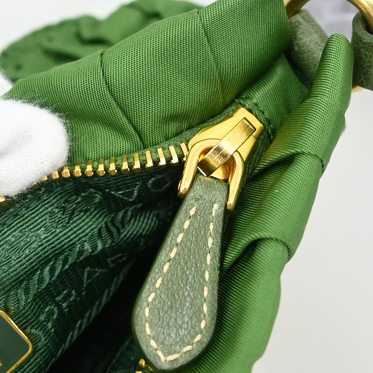 Prada Green Nylon Handbag - Image 6