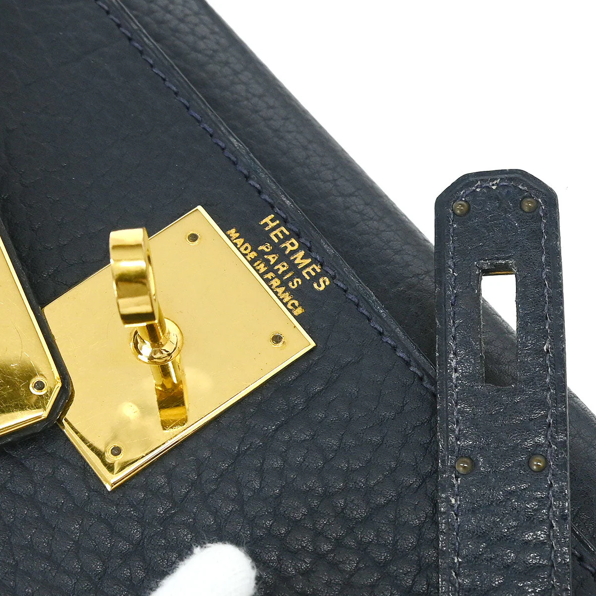 Hermes Blue Indigo Ardennes Kelly 28 Sellier Handbag - Image 9
