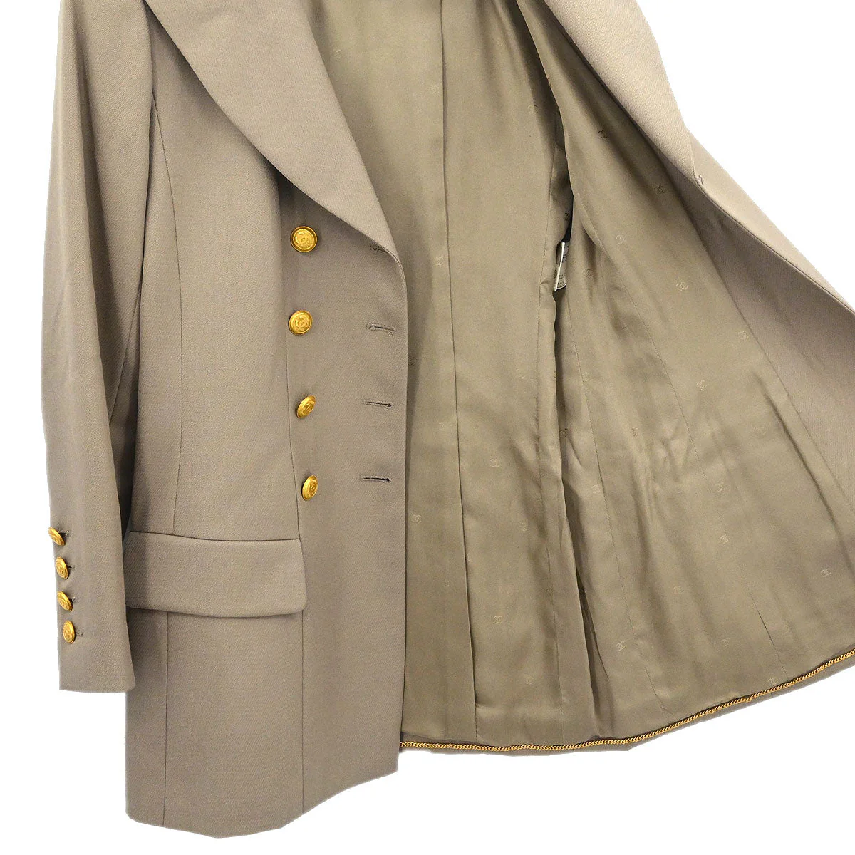 Chanel 1996 Double Breasted Jacket Beige #36 - Image 6