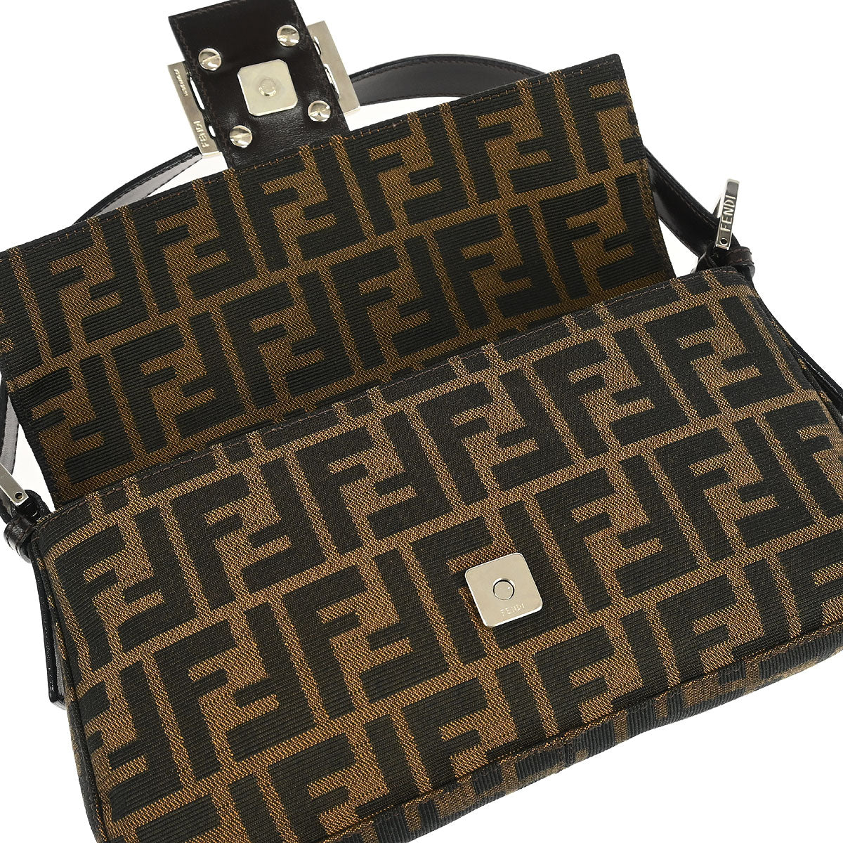 Fendi Brown Canvas Zucca Baguette Handbag - Image 6