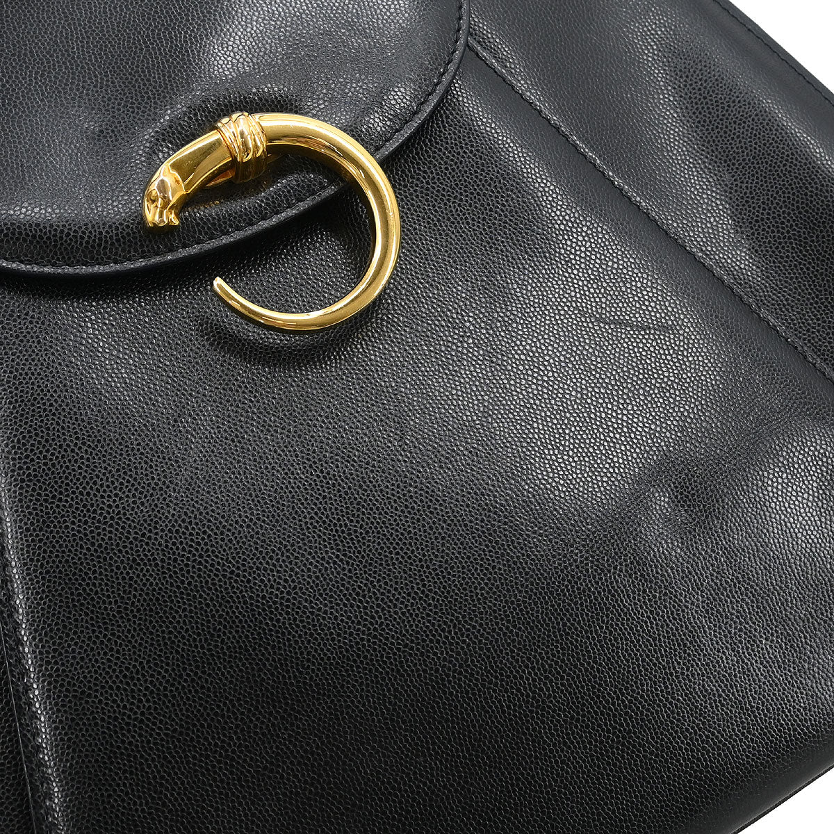 Cartier Black Leather Panthere Tote Handbag - Image 4