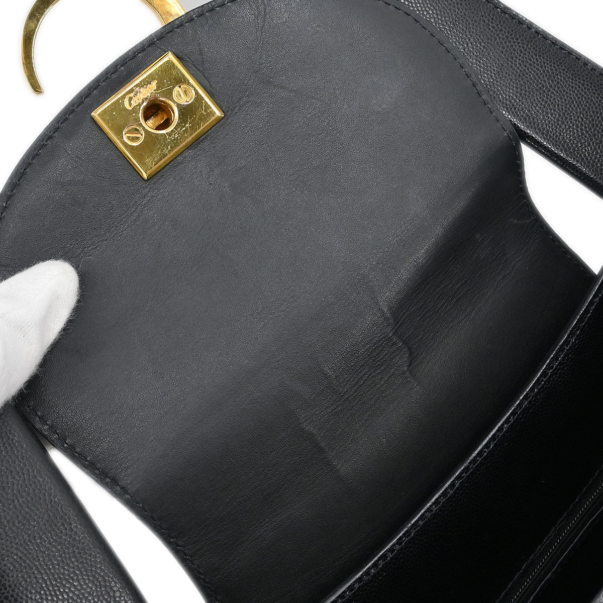 Cartier Black Leather Panthere Tote Handbag - Image 7