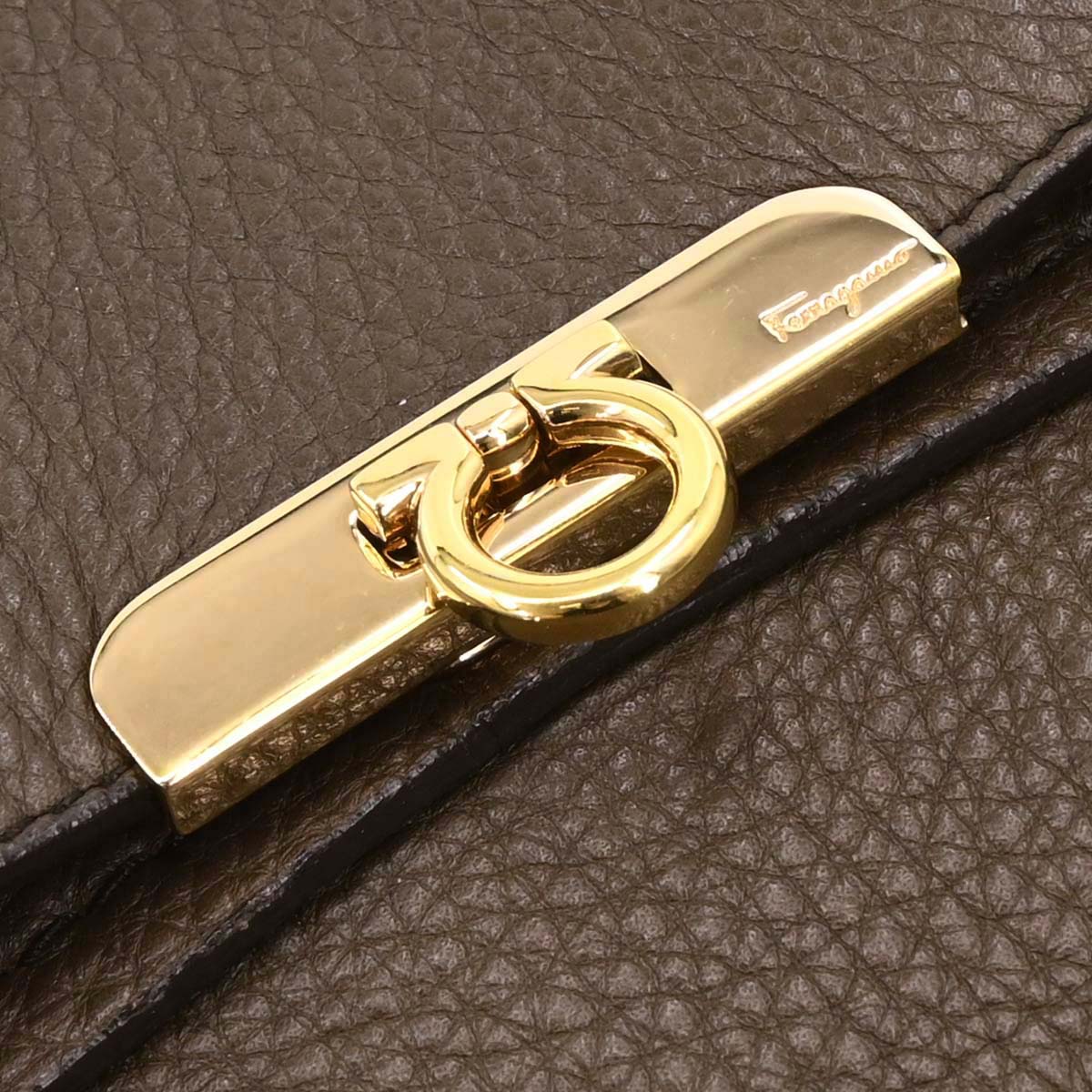 Salvatore Ferragamo Brown Leather Gancini 2way Shoulder Handbag - Image 3