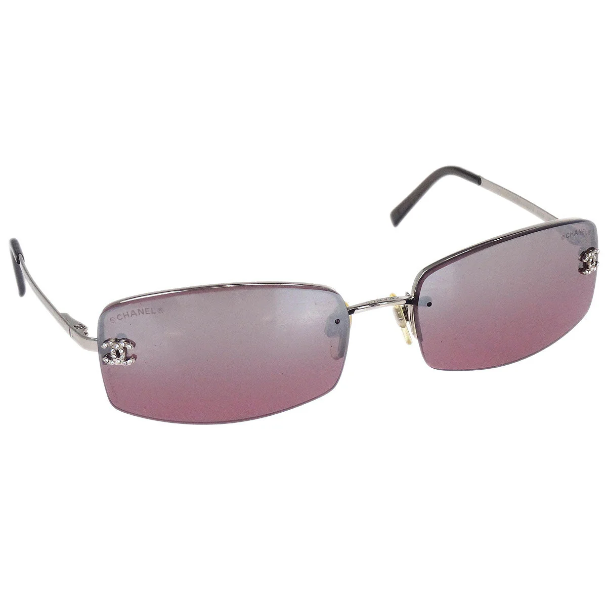 Chanel Sunglasses Eyewear Purple Rhinestone Small Good