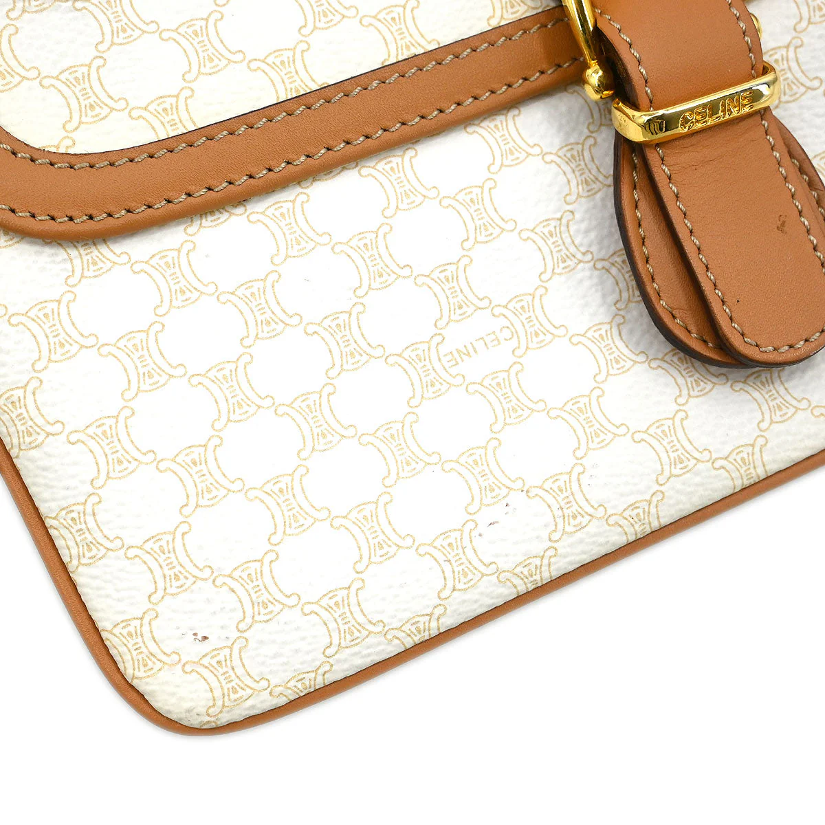 Celine White PVC Macadam Shoulder Bag - Image 4