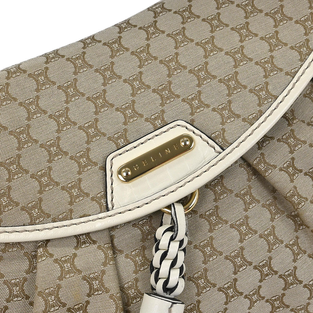 Celine * Beige Macadam Shoulder Bag - Image 5