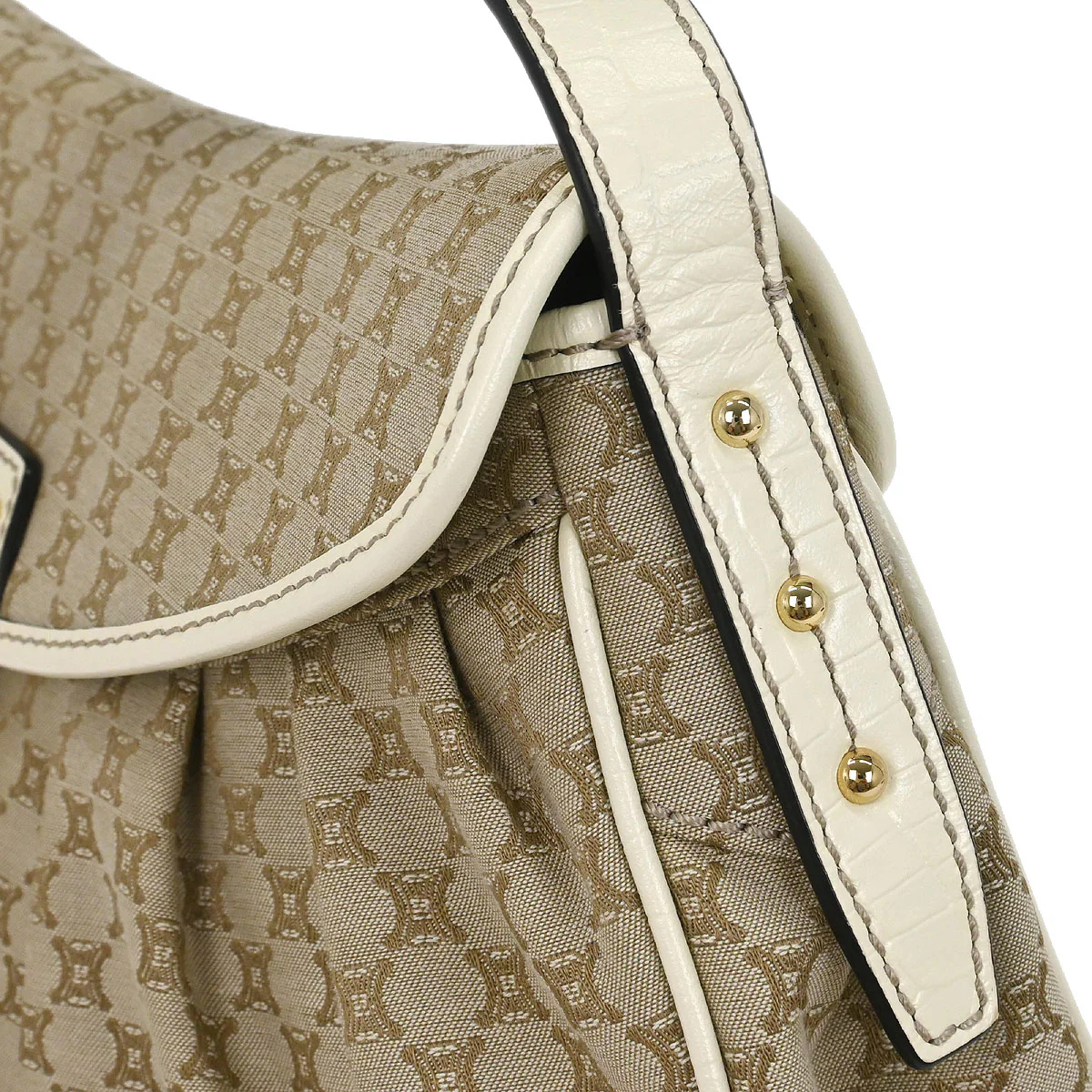 Celine * Beige Macadam Shoulder Bag - Image 6