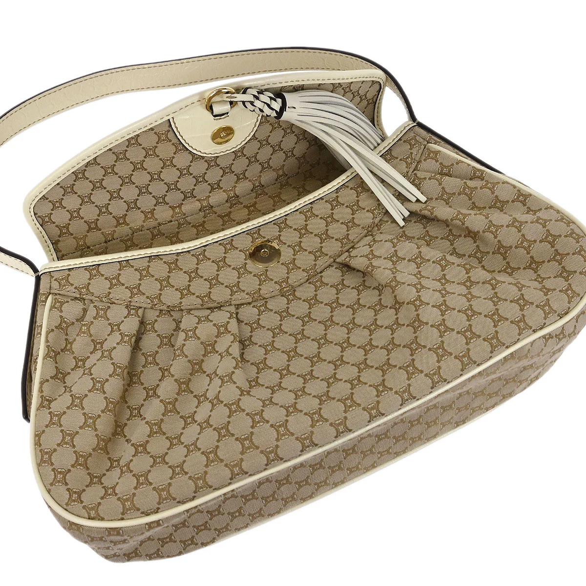 Celine * Beige Macadam Shoulder Bag - Image 7