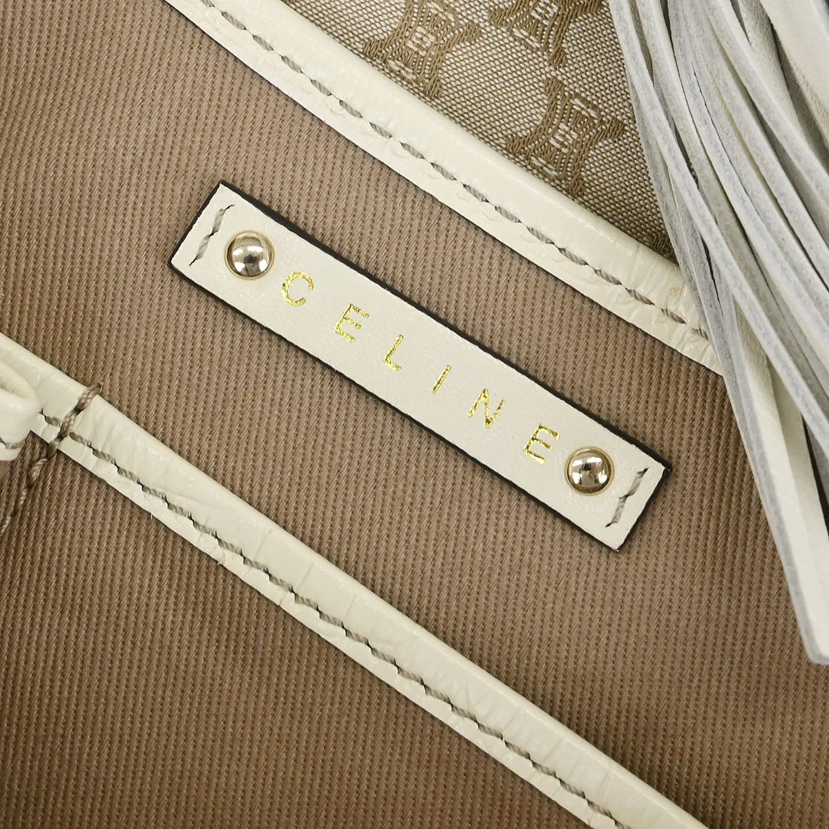 Celine * Beige Macadam Shoulder Bag - Image 9