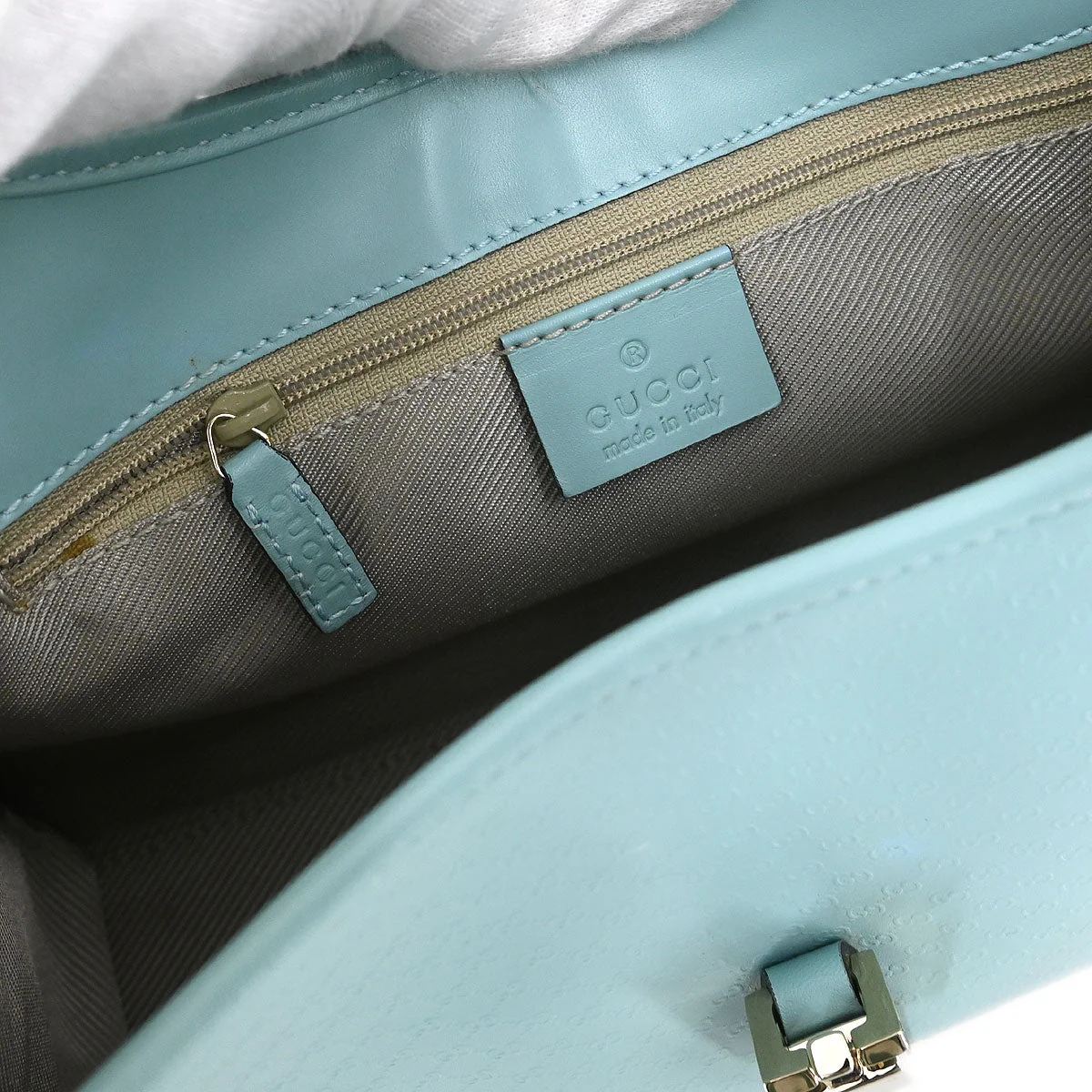 Gucci Light Blue Leather GG Jackie Handbag - Image 9