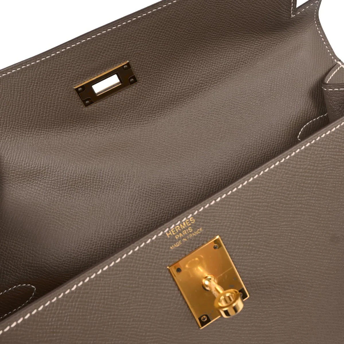 Hermes Etoupe Gray Epsom Kelly 32 Sellier 2way Shoulder Handbag - Image 8