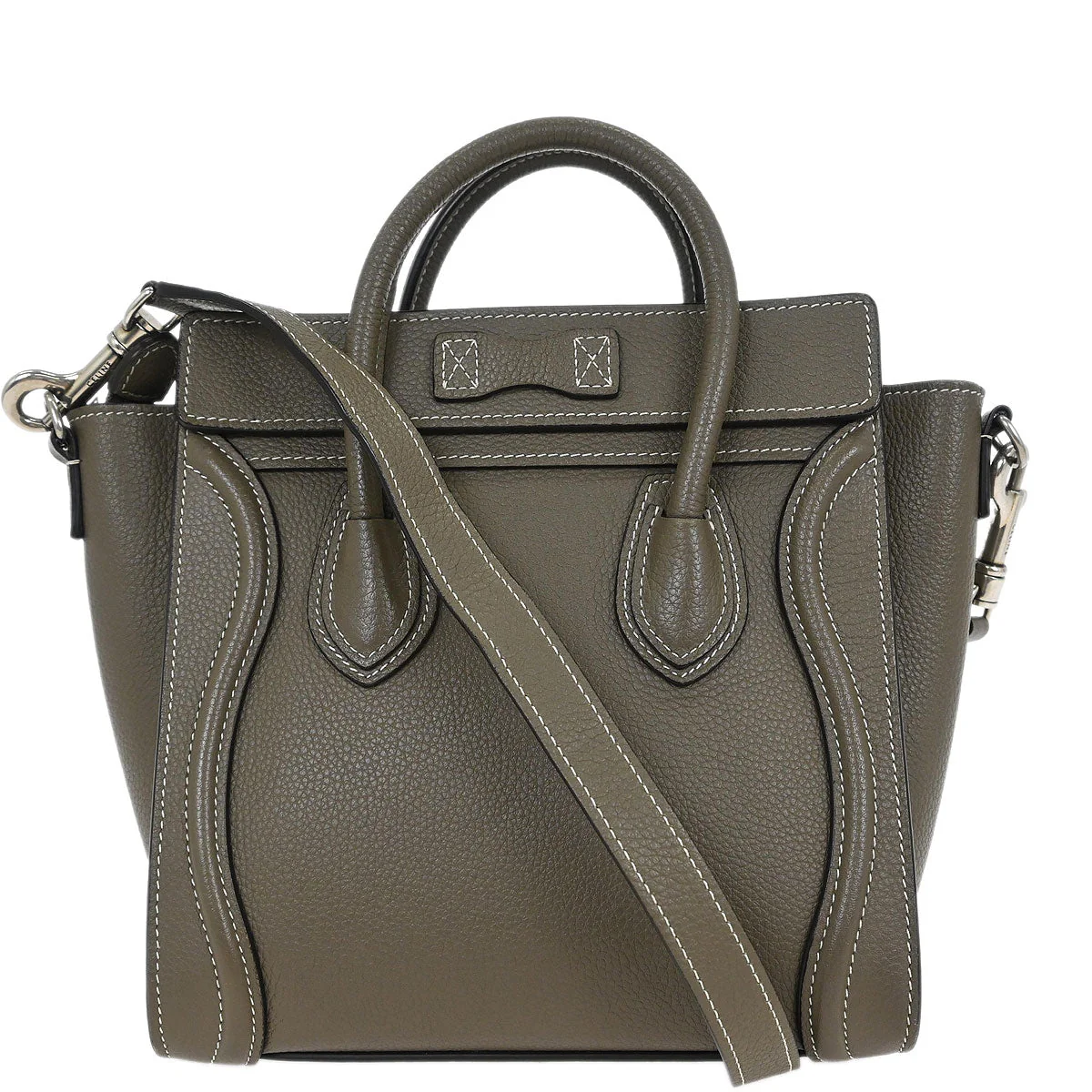 Celine Brown Leather Nano Luggage Tote Bag - Image 2