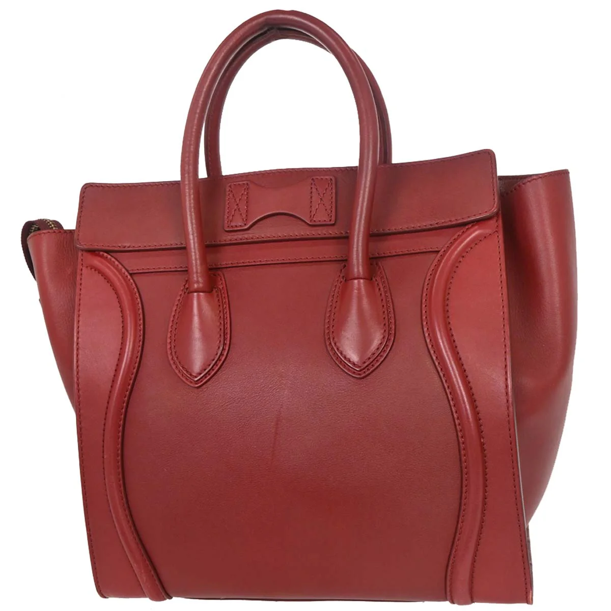 Celine Bordeaux Leather Mini Luggage Tote Bag - Image 2