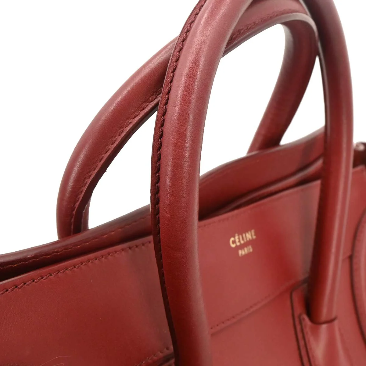 Celine Bordeaux Leather Mini Luggage Tote Bag - Image 3