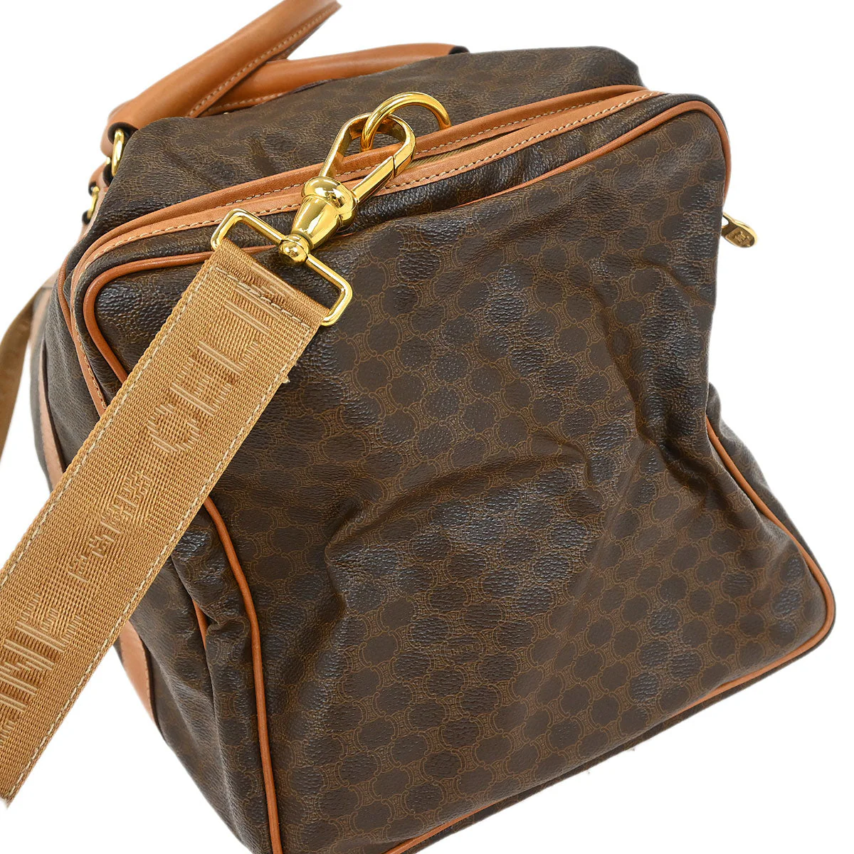 Celine Brown PVC Macadam Duffle Handbag - Image 3