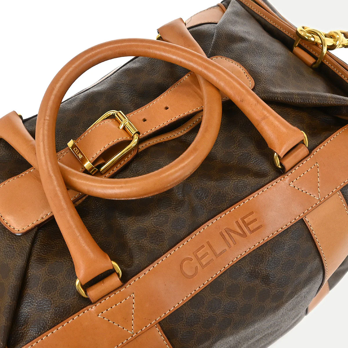 Celine Brown PVC Macadam Duffle Handbag - Image 5