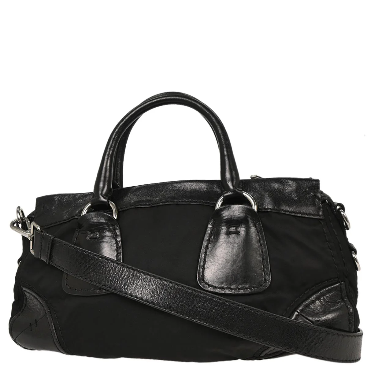 Prada Black Nylon 2way Shoulder Handbag - Image 2