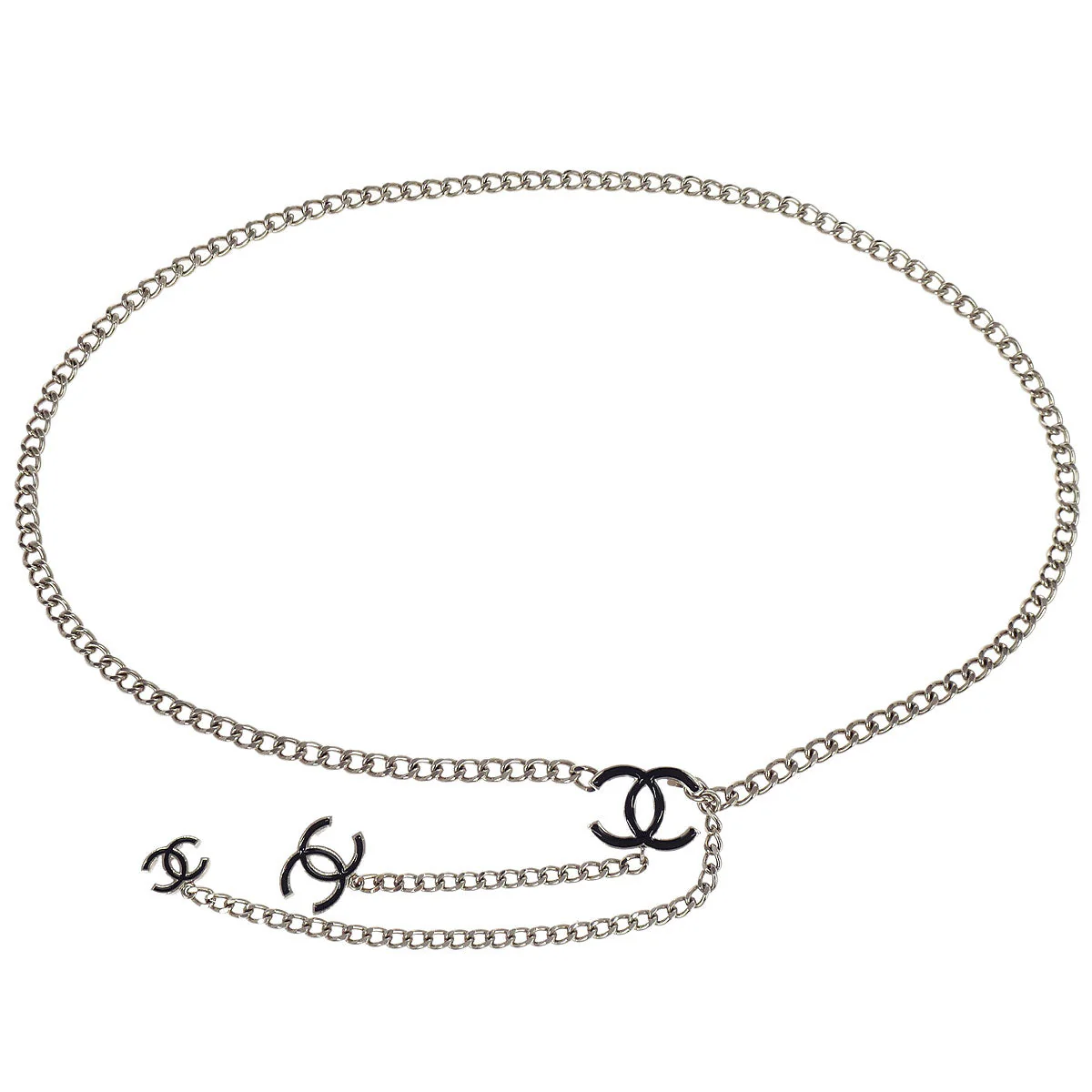 Chanel Chain Belt CC Silver Small Good