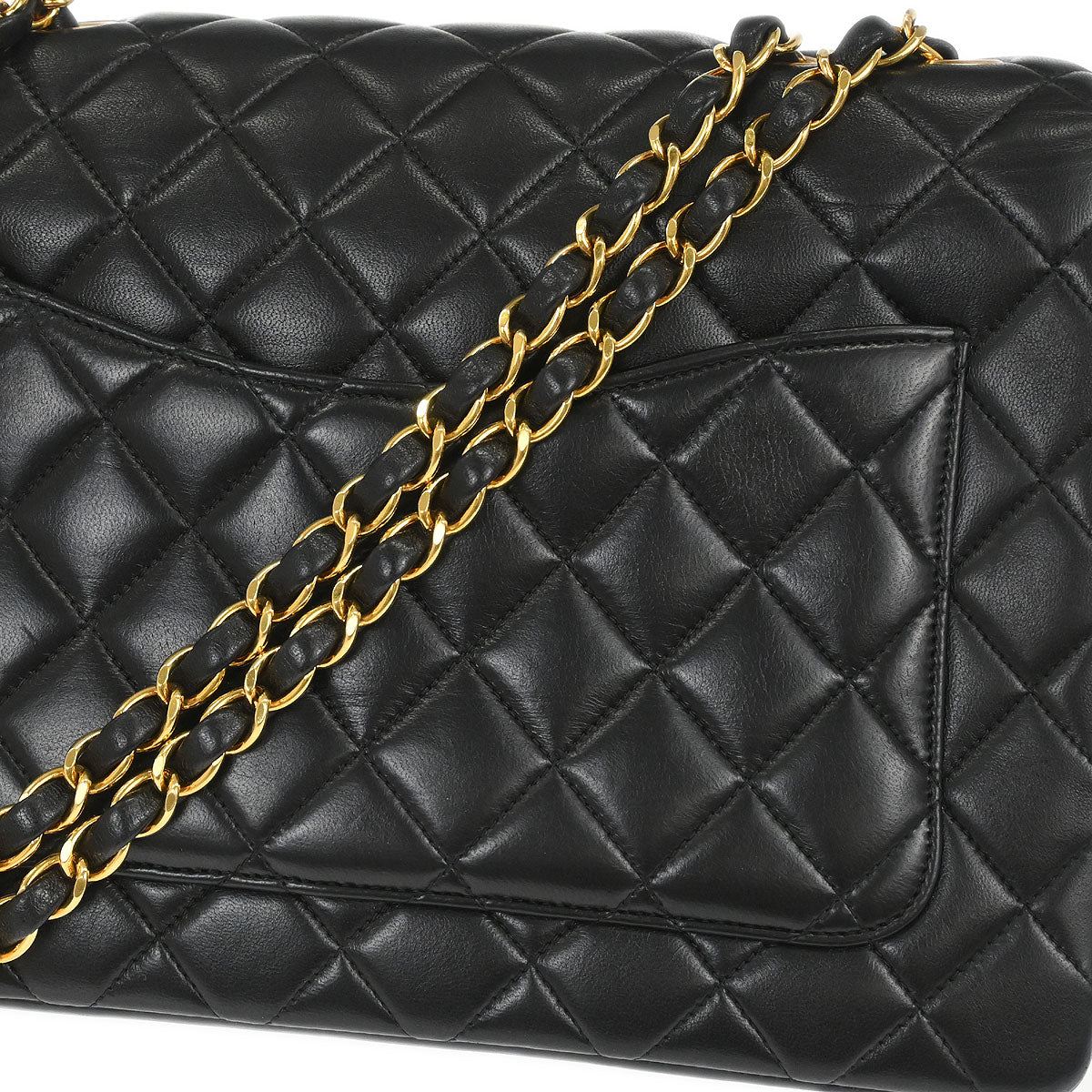 Chanel 1994-1996 Black Lambskin Paris Shoulder Bag - Image 5