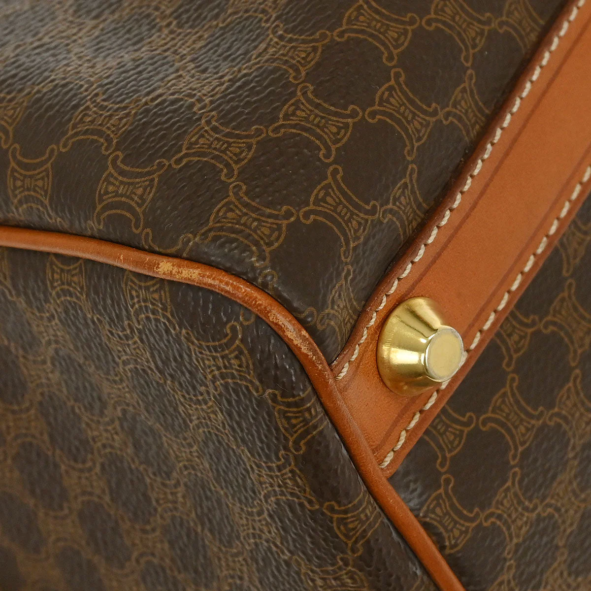 Celine Brown Macadam Duffle Handbag - Image 4