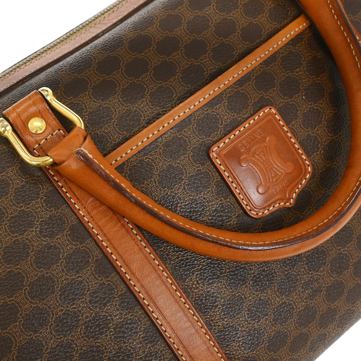 Celine Brown Macadam Duffle Handbag - Image 5