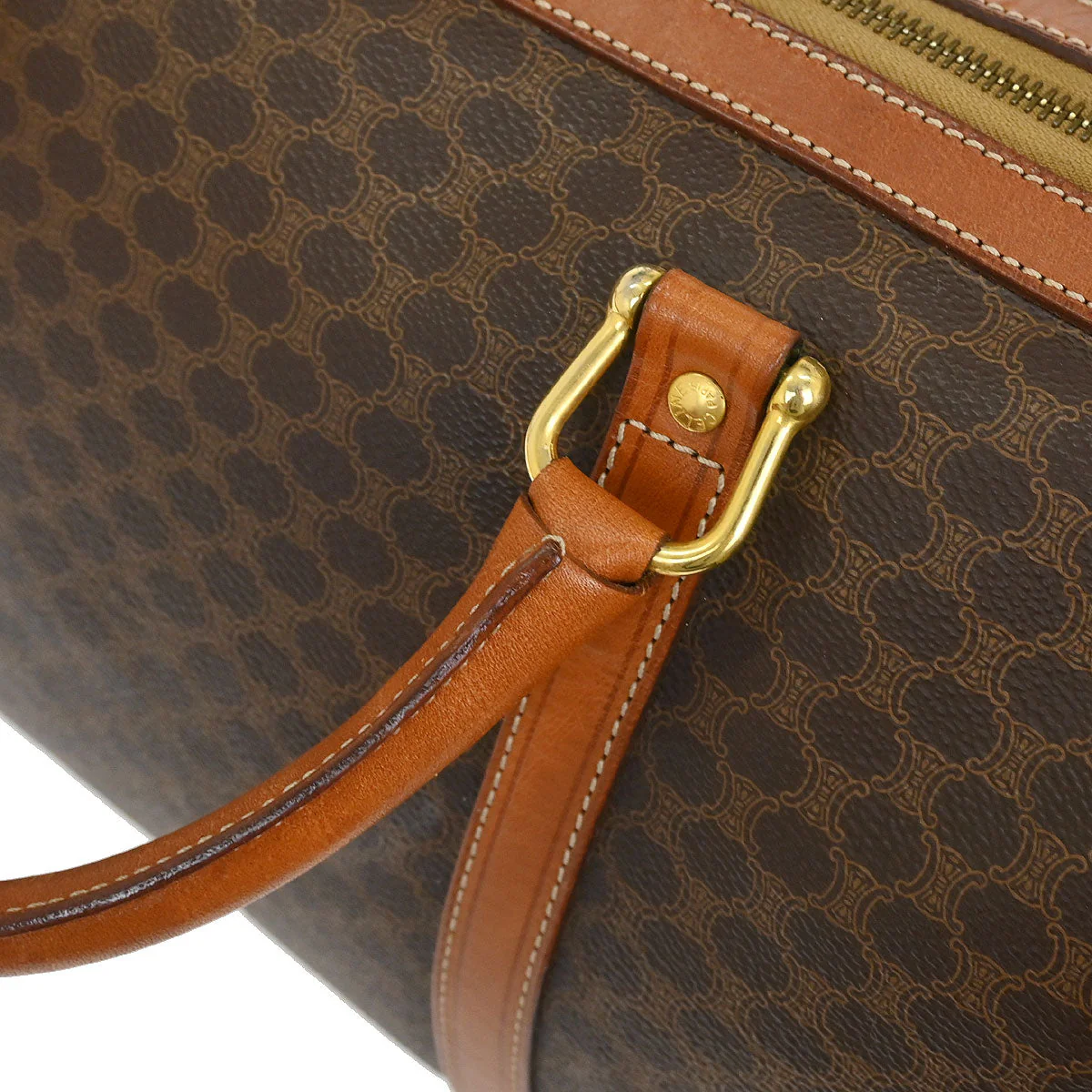 Celine Brown Macadam Duffle Handbag - Image 6