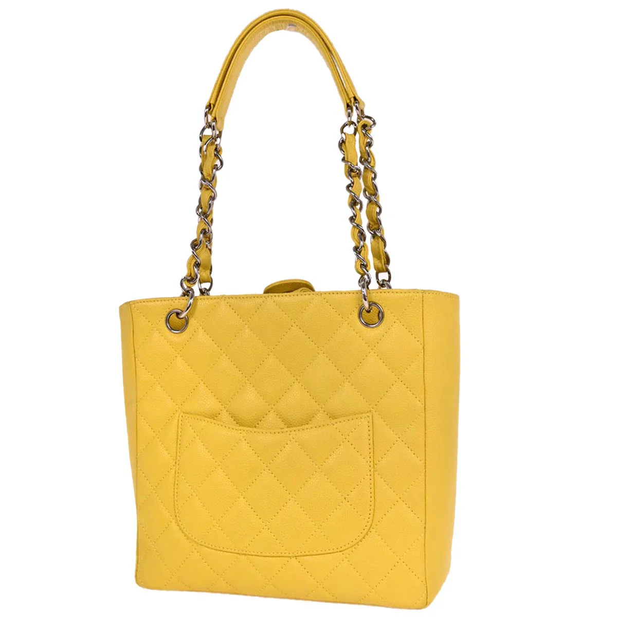 Chanel 2009-2010 Yellow Caviar Petite Shopping Tote PST Chain Handbag - Image 2