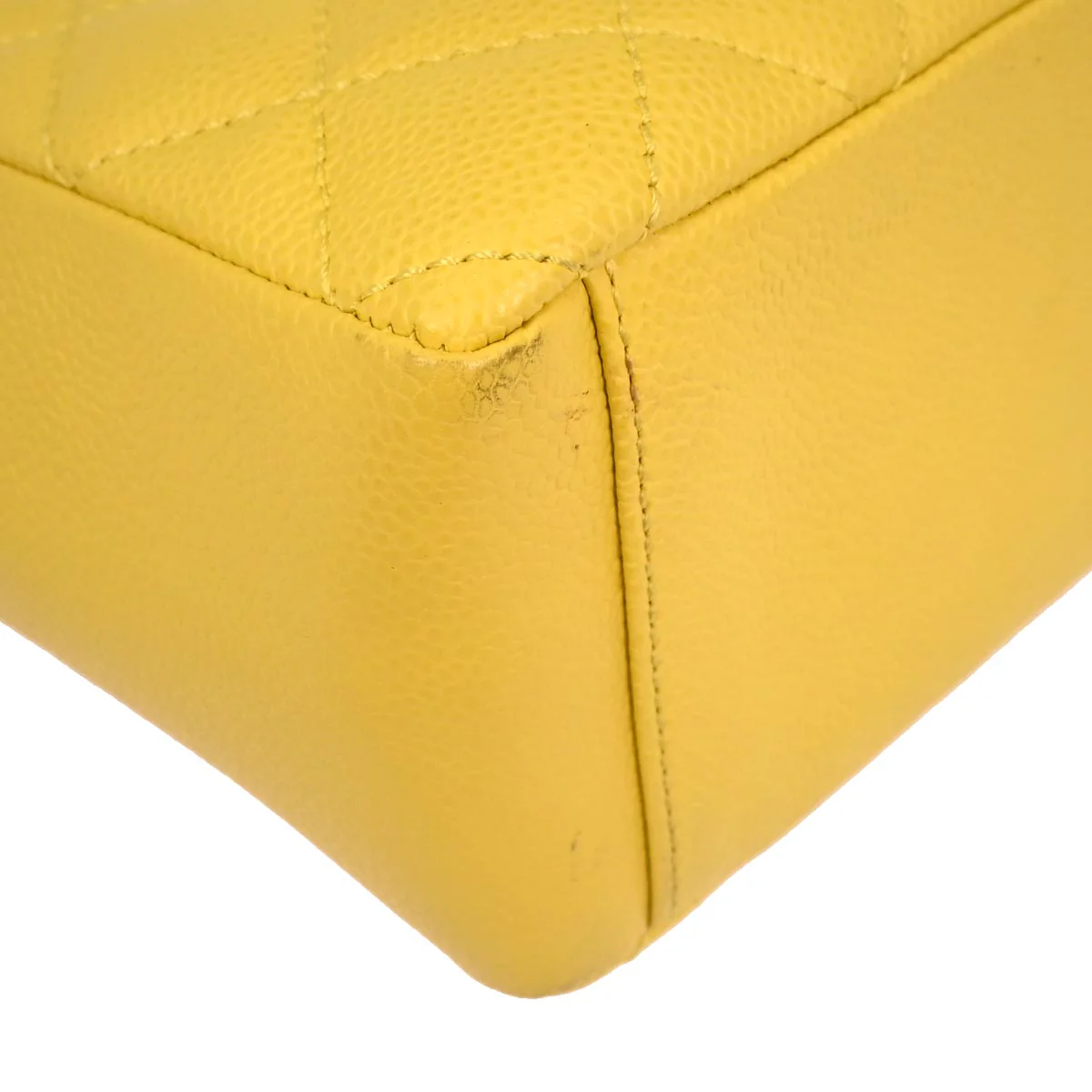 Chanel 2009-2010 Yellow Caviar Petite Shopping Tote PST Chain Handbag - Image 3