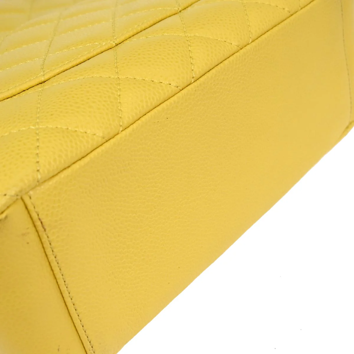 Chanel 2009-2010 Yellow Caviar Petite Shopping Tote PST Chain Handbag - Image 4