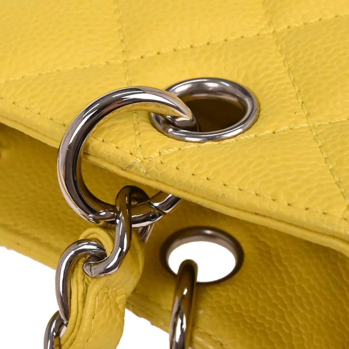 Chanel 2009-2010 Yellow Caviar Petite Shopping Tote PST Chain Handbag - Image 5
