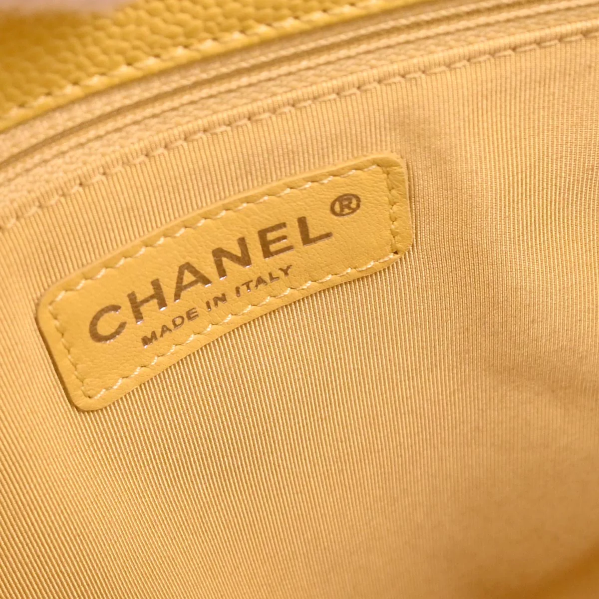 Chanel 2009-2010 Yellow Caviar Petite Shopping Tote PST Chain Handbag - Image 8