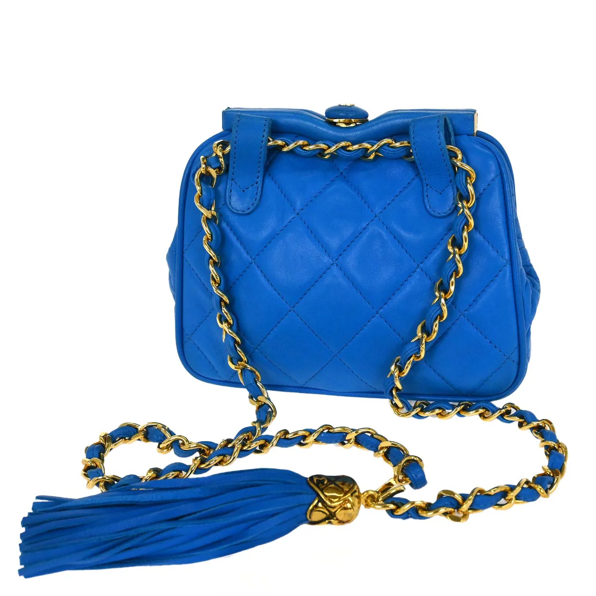 Chanel 1989-1991 Blue Lambskin Fringe Bum Bag - Image 2