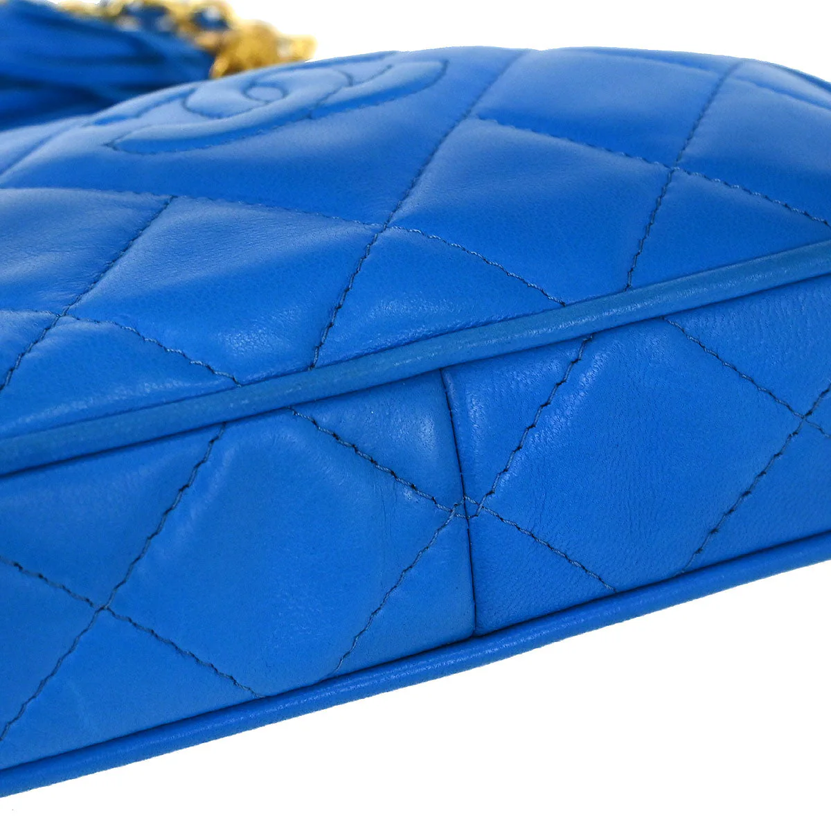 Chanel 1989-1991 Blue Lambskin Fringe Bum Bag - Image 3