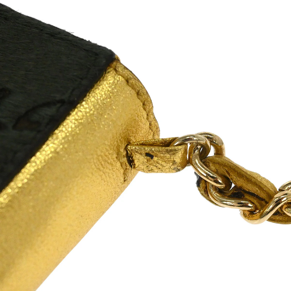 Chanel 2000-2002 Pony Hair Khaki Chain Shoulder Cigarette Case Small Good - Image 4