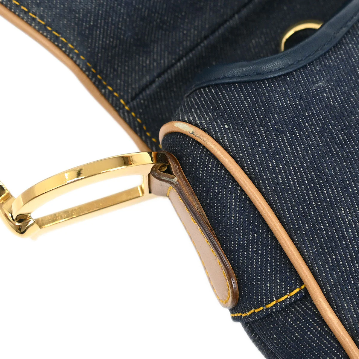 Christian Dior Navy Beige Denim Saddle Handbag - Image 7