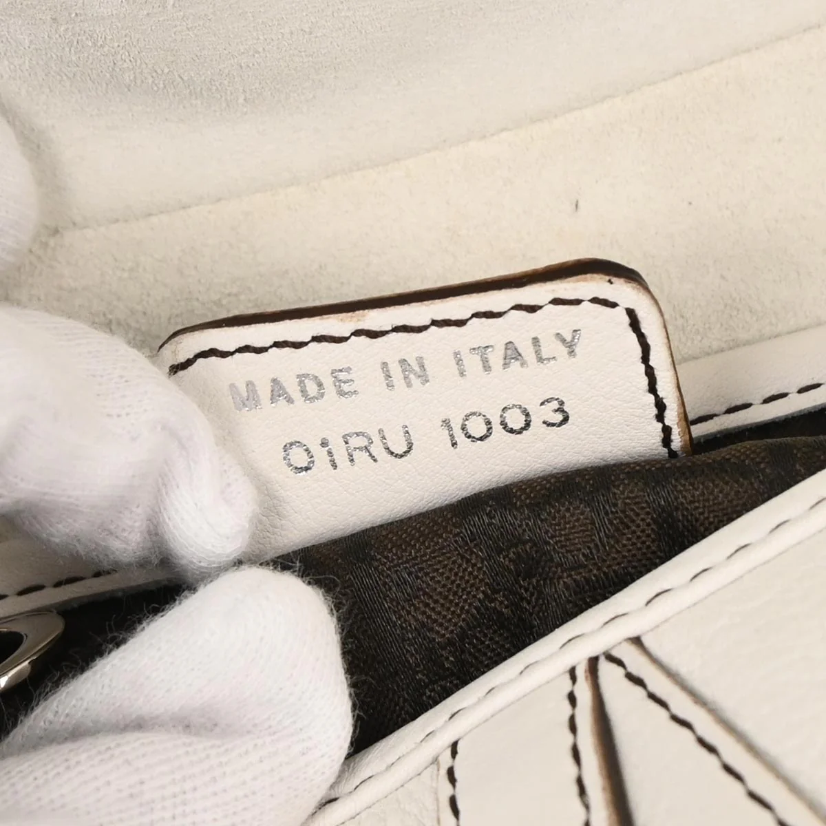 Christian Dior White Leather Saddle Handbag - Image 10