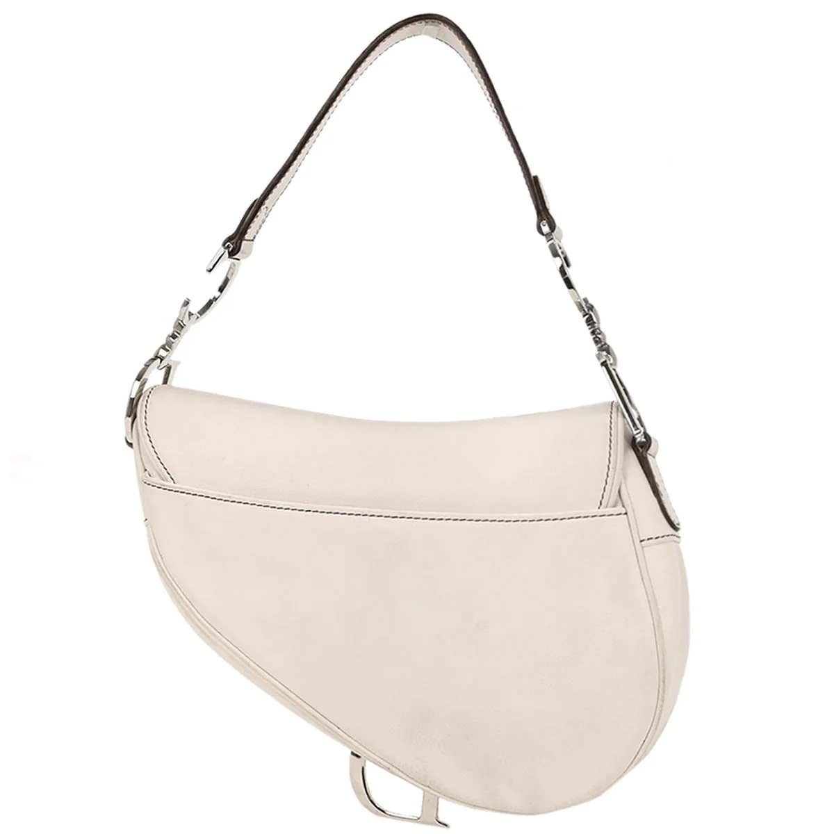 Christian Dior White Leather Saddle Handbag - Image 2