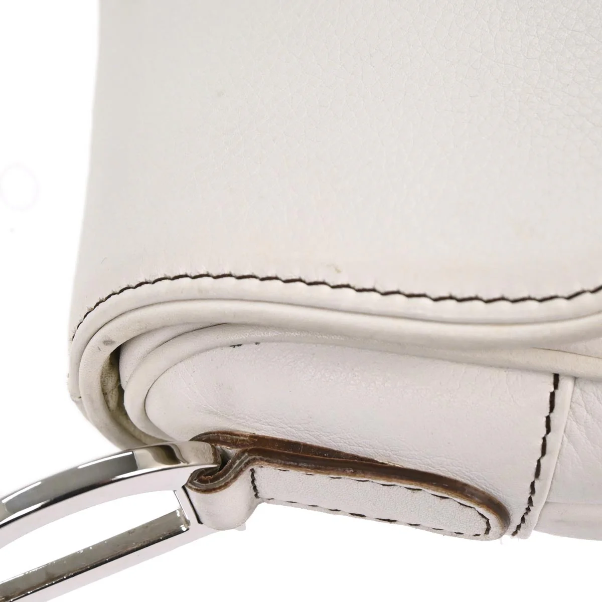 Christian Dior White Leather Saddle Handbag - Image 6